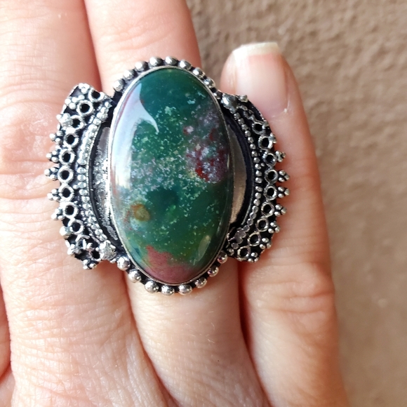 ***SALE*** New Bloodstone 925 Silver Ring. - Picture 2 of 11